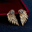 Majestic golden angel wing crystal stud earrings JeevaFashions