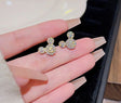 Rainbow crystal mouse stud earrings in gold tone – daily wear for women