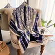 Midnight Porcelain satin scarf blue ivory print JeevaFashions