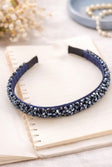 Midnight sparkle crystal hairband elegant blue headband JeevaFashions