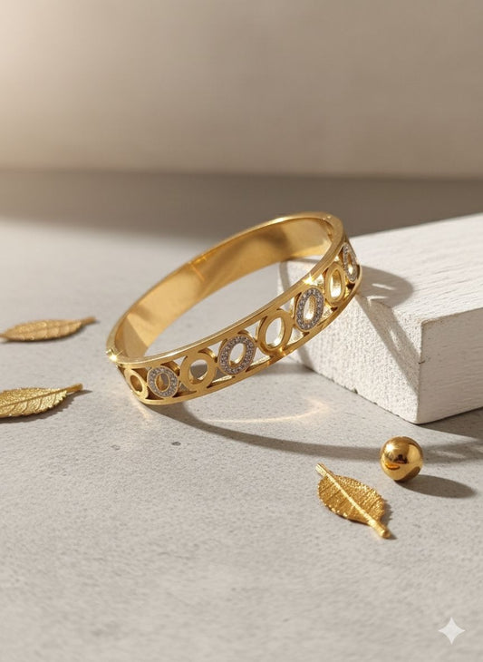 Minimalist gold cuff bracelet anti-tarnish stainless steel for women JeevaFashions