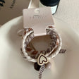 Minimalist mocha ribbon braid elastic hair tie set JeevaFashions