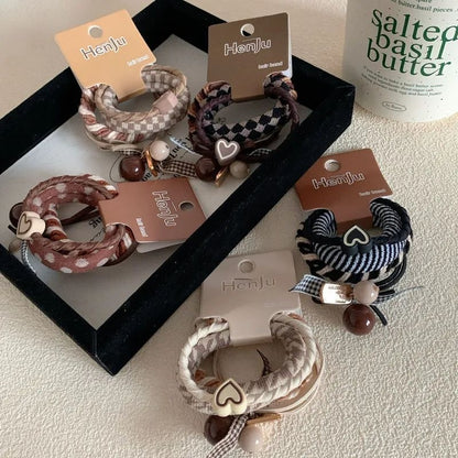 Mocha heart bow hair band set for daily wear JeevaFashions
