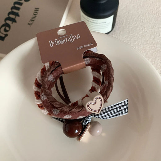 Mocha heart and bow hair band set for women JeevaFashions