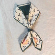monogram print silk feel skinny scarf hair bag ribbon for women JeevaFashions