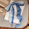 Mountain sunrise blue print hair tie scarf for women JeevaFashions