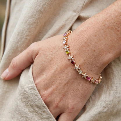 Multicolour CZ bracelet gold plated stainless steel party wear for women at JeevaFashions