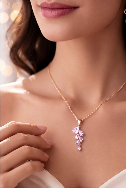 necklace with pink gemstone pendant