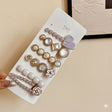 Opalescent dream 6-piece pearl geometric hair clip collection JeevaFashions