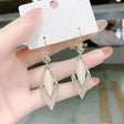 Opalescent geometric pave crystal marquis drop earrings JeevaFashions
