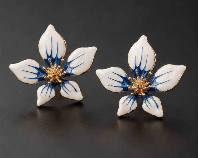 Orchid flower earrings for weddings and sangeet JeevaFashions