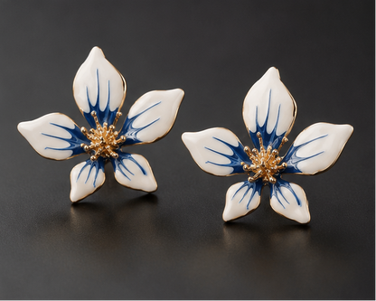 Orchid flower earrings for weddings and sangeet JeevaFashions