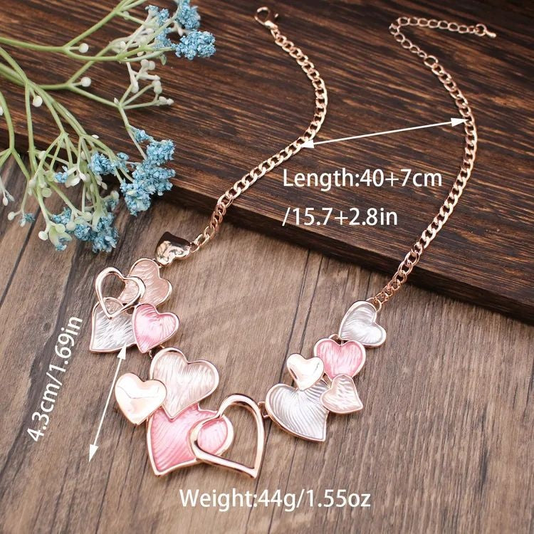 Pastel heart necklace close up detail rose gold JeevaFashions