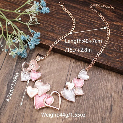 Pastel heart necklace close up detail rose gold JeevaFashions