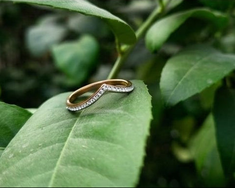 Pave crystal V-shaped ring detail shot JeevaFashions