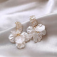 Pearl blossom cascading petal earrings for women JeevaFashions