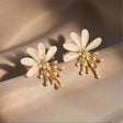 Pearl blossom spray crystal stud earrings for women JeevaFashions