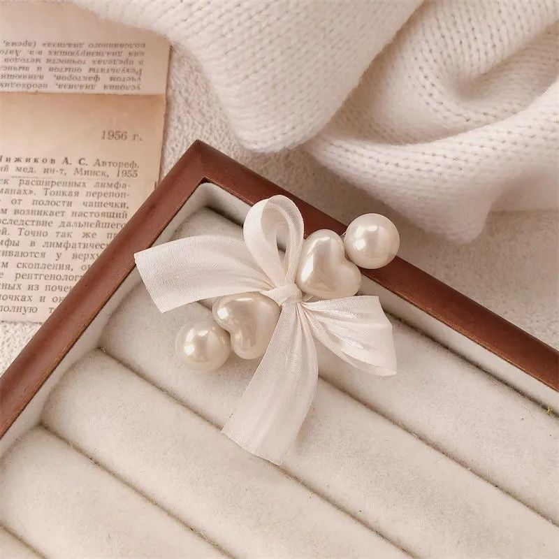 Pearl bow hair clip for daily and festive wear JeevaFashions