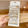pearl crystal hair clip set 6 piece gold tone for women JeevaFashions
