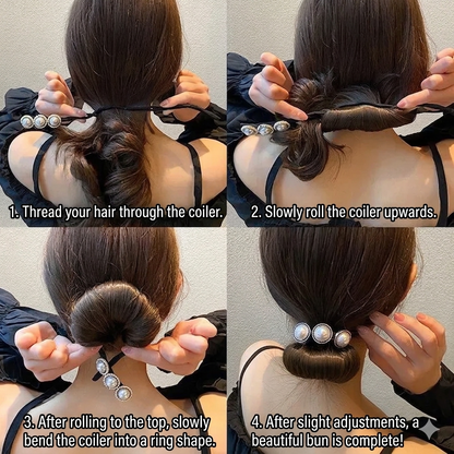 Pearl hair coiler hairpin close up detail JeevaFashions
