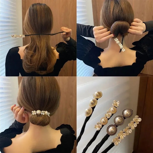 Pearl hair coiler styled as wrist bracelet JeevaFashions