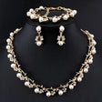 Faux pearl jewellery set with necklace earrings and bracelet in gold tone – festive wear for women