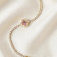 Pink clover CZ tennis bracelet gold plated for women JeevaFashions