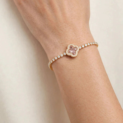 Pink clover tennis bracelet for office wear women JeevaFashions