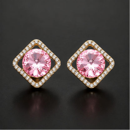 Pink crystal earrings for weddings and sangeet JeevaFashions