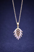 pink crystal pendant necklace set for women