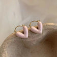 Pink enamel heart hoop earrings gold plated anti-tarnish daily wear for women JeevaFashions