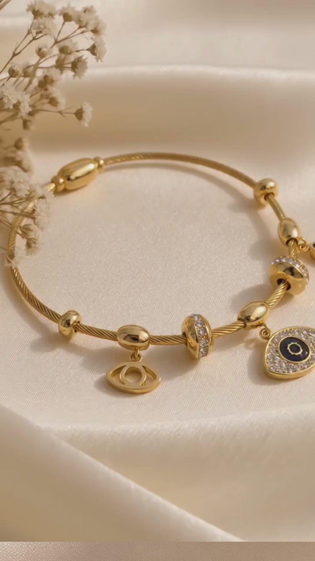 Gold plated evil eye charms bracelet for women – daily wear and festive occasions
