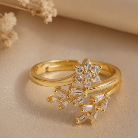 Gold plated stainless steel adjustable ring for women – daily wear and festive occasions