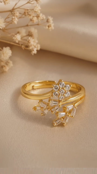 Gold plated stainless steel adjustable ring for women – daily wear and festive occasions