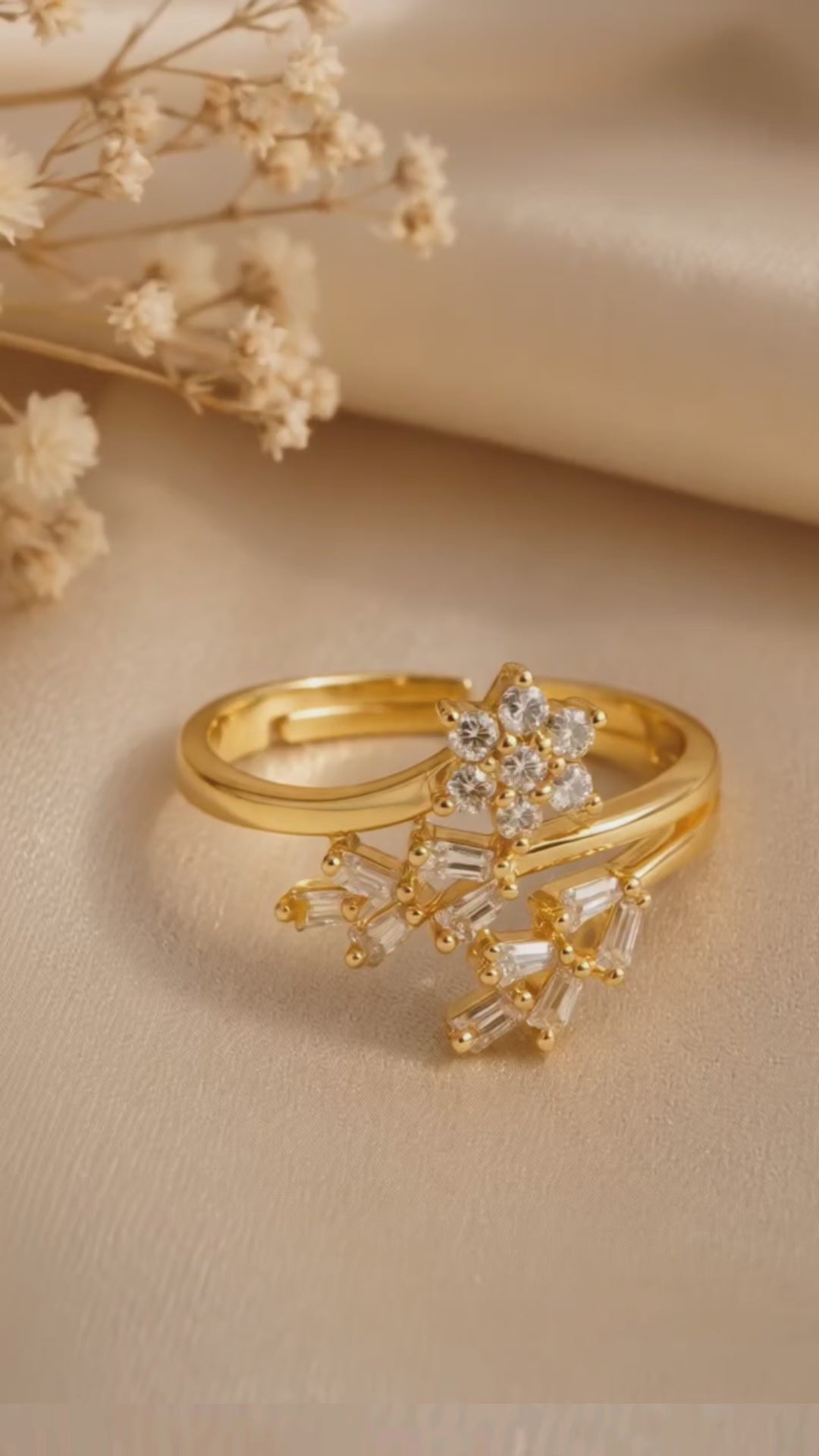 Gold plated stainless steel adjustable ring for women – daily wear and festive occasions