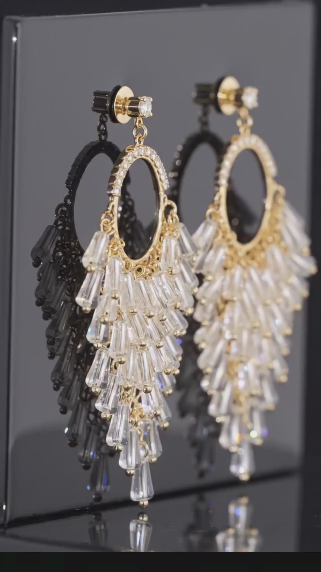 Crystal Tassel Chandelier Earrings – Party Wear Gold Tone | JeevaFashions