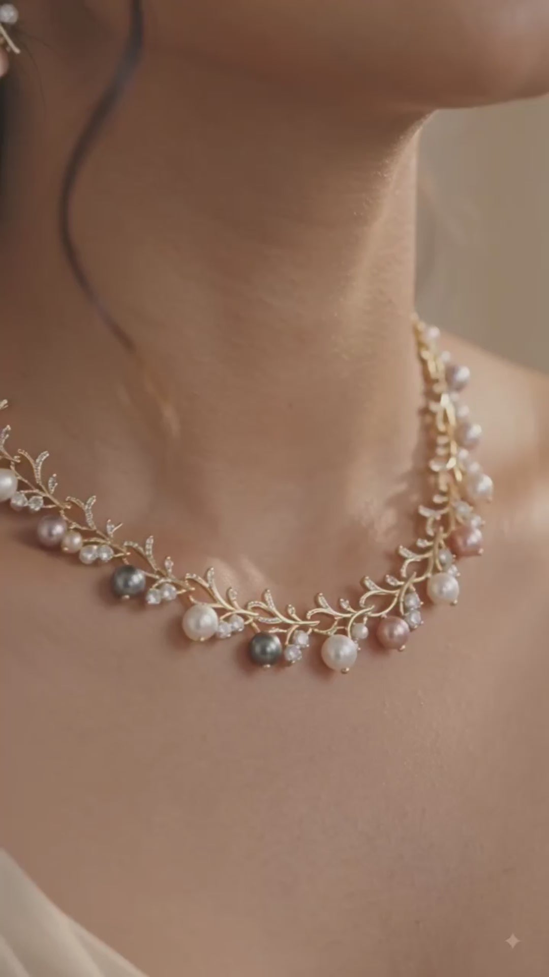 Faux pearl party wear jewellery set gold tone anti-tarnish necklace earrings bracelet for women