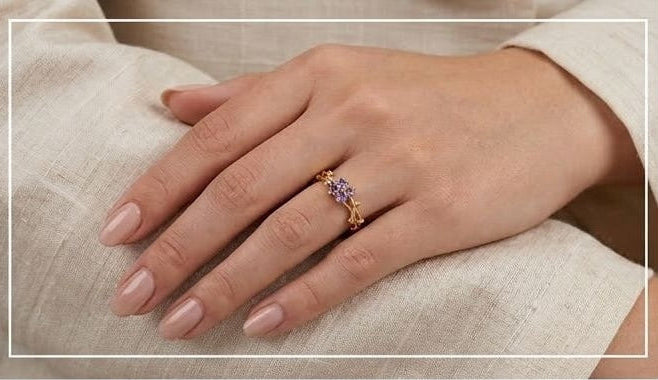 Purple floral adjustable ring JeevaFashions