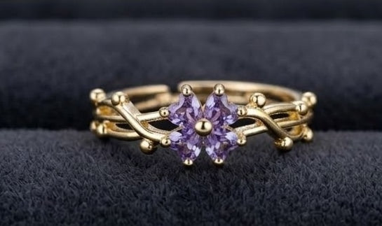 Purple floral ring for women India JeevaFashions