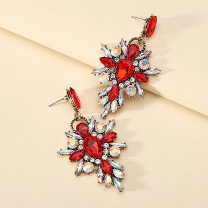 Red crystal earrings for weddings and festive wear JeevaFashions