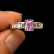 Amethyst baguette ring rhodium plated for women at JeevaFashions