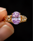 Amethyst oval cluster ring rhodium plated for women at JeevaFashions