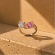 Toi et moi heart and pear ring rhodium plated for women at JeevaFashions