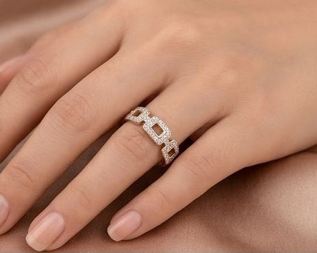 Rose gold crystal ring for daily wear JeevaFashions