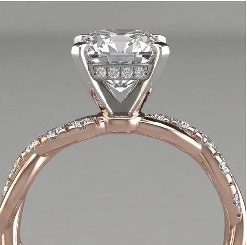 Rose gold crystal ring styled on hand JeevaFashions