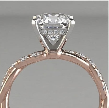Rose gold crystal ring styled on hand JeevaFashions