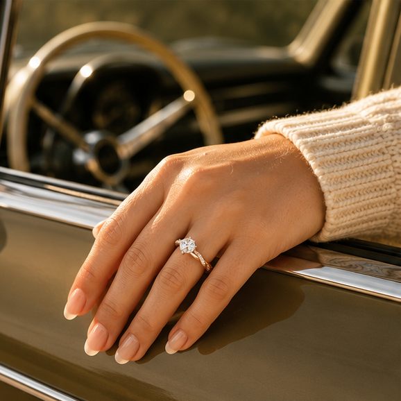 rose gold crystal statement ring styled JeevaFashions