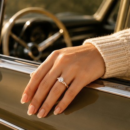 rose gold crystal statement ring styled JeevaFashions