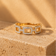 Rose gold open-link pave crystal statement ring JeevaFashions