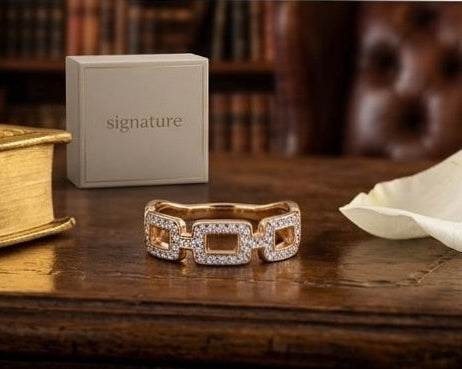 Rose gold pave crystal ring for women JeevaFashions